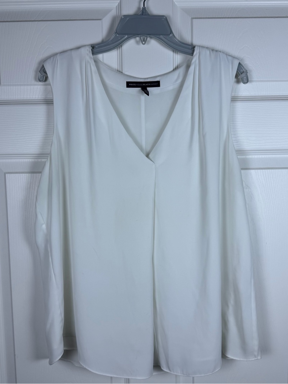 White House Black Market Ivory V-Neck Sleeveless Shell